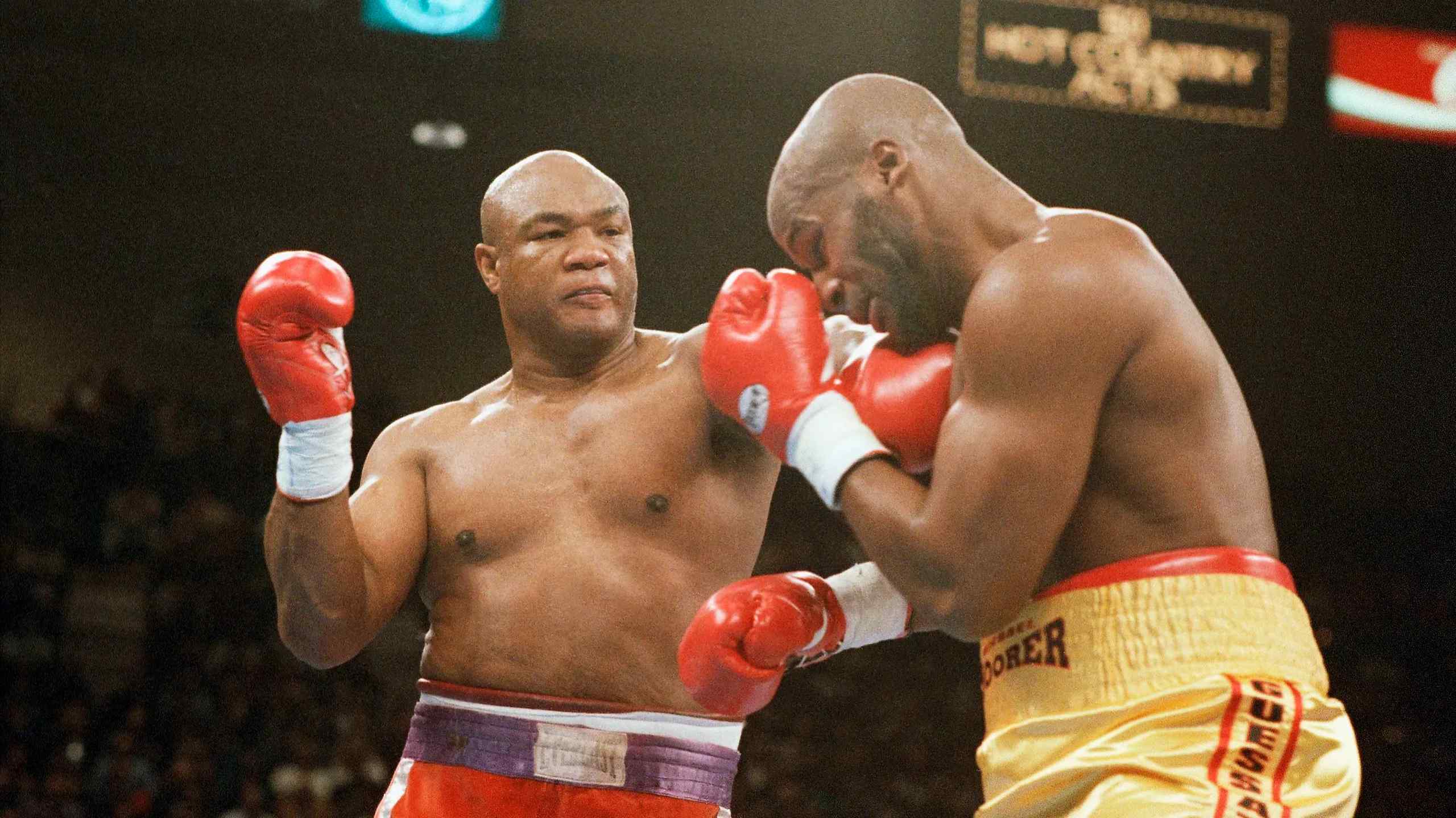 George Foreman throwing a bunch in the ring.